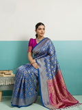 Running Contrast Blouse With Sleeve Patta Banarasi Silk Saree