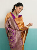 Running Contrast Blouse With Sleeve Patta Banarasi Silk Saree