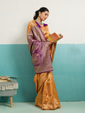 Running Contrast Blouse With Sleeve Patta Banarasi Silk Saree