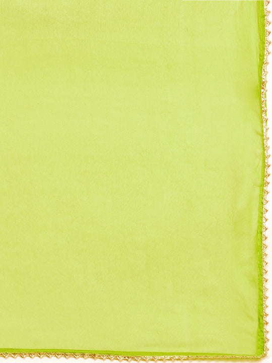 Floral Printed Regular Three-Quarter Sleeves Kurta with Trousers & With Dupatta