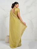 Chiffon Velvet Broad C-Pallu Embroidered(Dual-Tone Zari, Overlay Sequins,Threads)