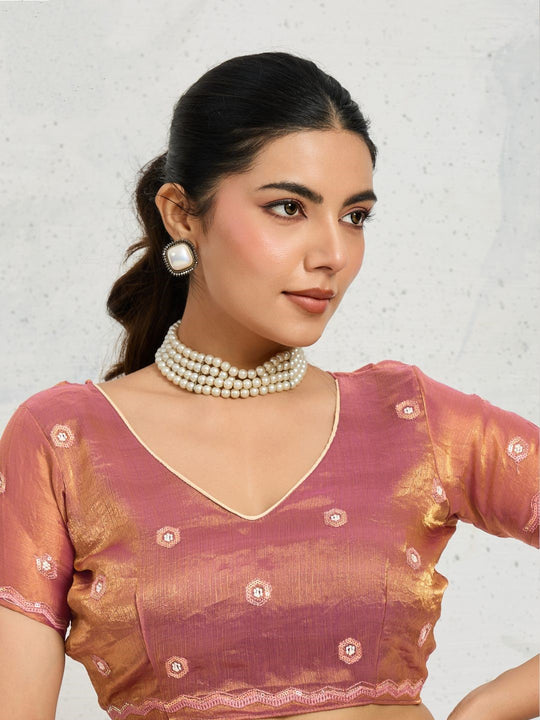 Chiffon Velvet Broad C-Pallu Embroidered(Dual-Tone Zari, Overlay Sequins,Threads)