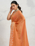 Chiffon Velvet Broad C-Pallu Embroidered(Dual-Tone Zari, Overlay Sequins,Threads)