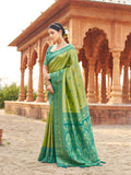 Green Soft Banarasi Silk With Gold Zari Weaving With Zhallar Saree With Blouse Piece