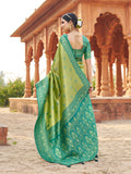 Green Soft Banarasi Silk With Gold Zari Weaving With Zhallar Saree With Blouse Piece