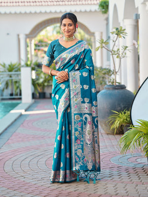 Aura Silk Weaving Design With Zari Border Banarasi Silk Saree