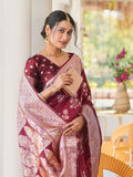 Aura Silk Weaving Design With Zari Border Banarasi Silk Saree