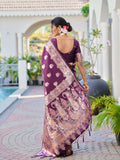 Aura Silk Weaving Design With Zari Border Banarasi Silk Saree