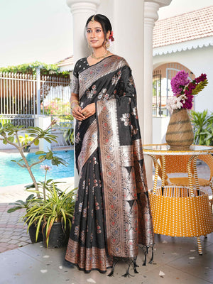 Aura Silk Weaving Design With Zari Border Banarasi Silk Saree