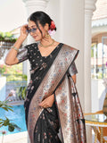 Aura Silk Weaving Design With Zari Border Banarasi Silk Saree