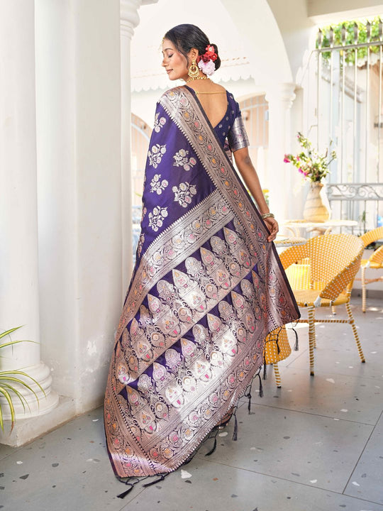 Aura Silk Weaving Design With Zari Border Banarasi Silk Saree