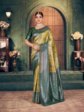 Yellow Soft Banarasi Silk With Gold Zari Weaving With Zhallar Saree With Blouse Piece