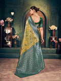 Yellow Soft Banarasi Silk With Gold Zari Weaving With Zhallar Saree With Blouse Piece