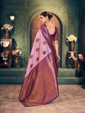 Light Pink Soft Banarasi Silk With Gold Zari Weaving With Zhallar Saree With Blouse Piece