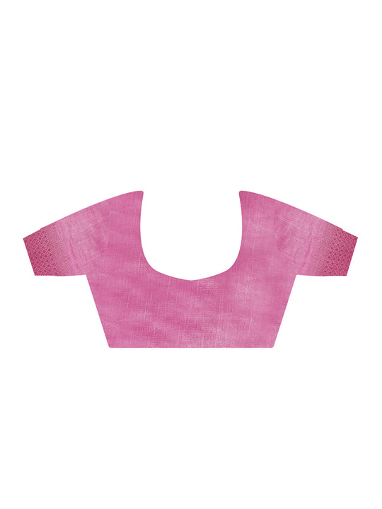 Grey Printed Linen Blend Saree With Blouse Piece