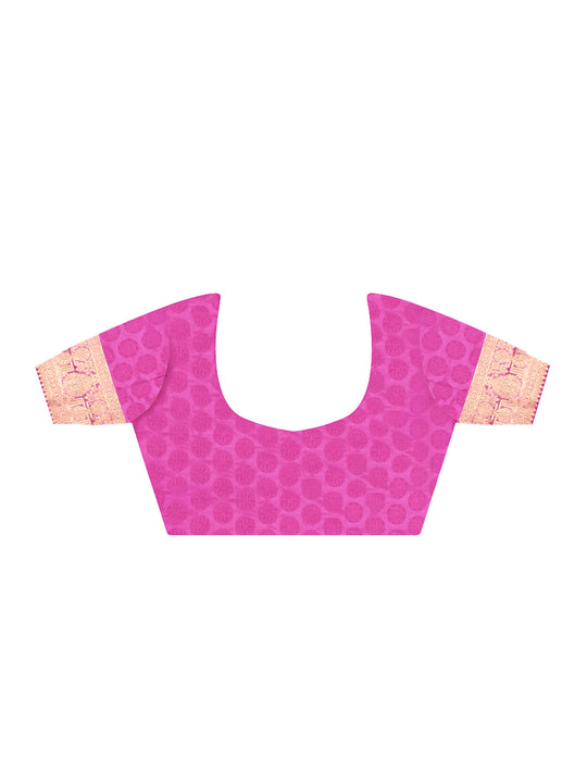 Pink Satin Saree With Blouse Piece