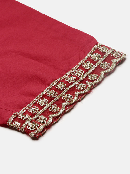Floral Embroidered Regular Kurta with Trousers & Dupatta