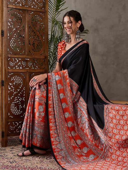 Salmon Semi Modal Saree With Blouse Piece