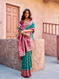 Emerald Green Soft Banarasi Silk With Gold Zari Weaving With Zhallar Saree With Blouse Piece