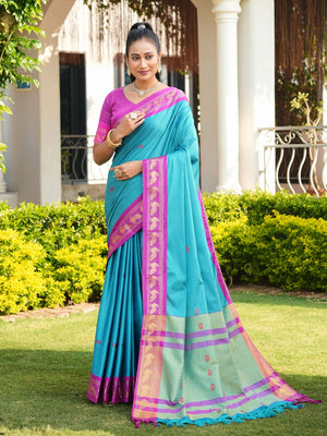 Aura Silk Weaving Design With Zari Border Banarasi Silk Saree