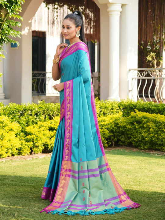 Aura Silk Weaving Design With Zari Border Banarasi Silk Saree