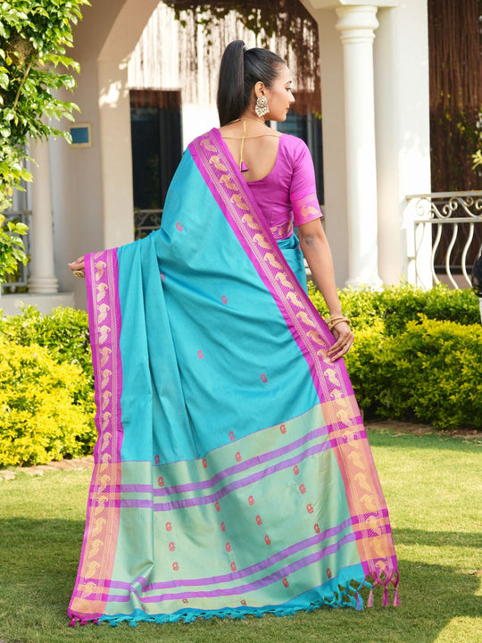 Aura Silk Weaving Design With Zari Border Banarasi Silk Saree