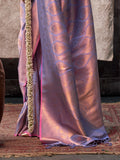 Lavender Kanjivaram Silk Saree With Blouse Piece