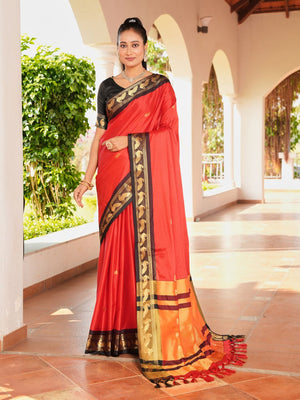 Aura Silk Weaving Design With Zari Border Banarasi Silk Saree