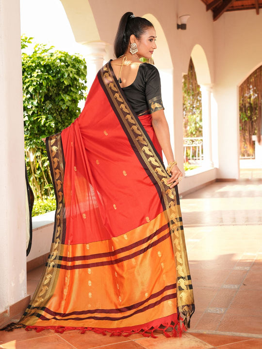 Aura Silk Weaving Design With Zari Border Banarasi Silk Saree