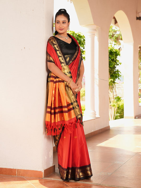 Aura Silk Weaving Design With Zari Border Banarasi Silk Saree