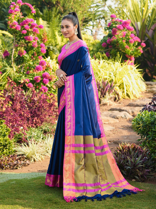 Aura Silk Weaving Design With Zari Border Banarasi Silk Saree