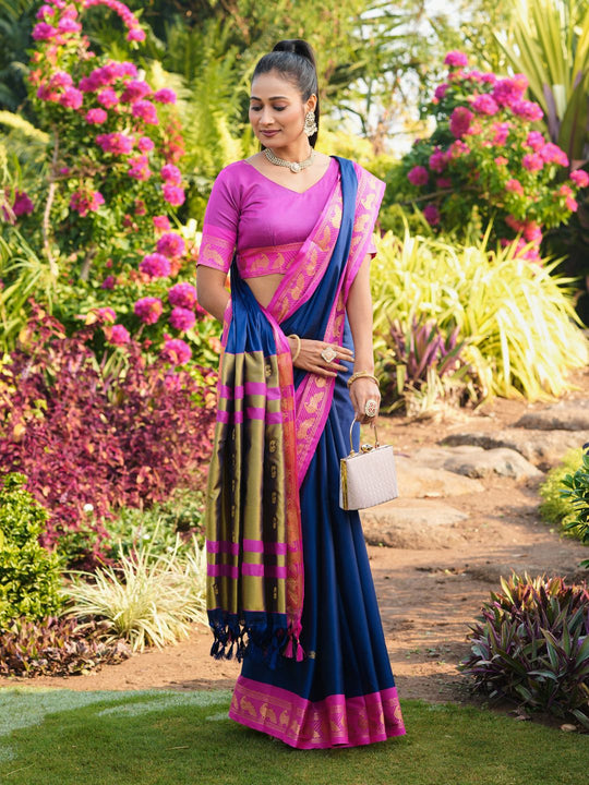 Aura Silk Weaving Design With Zari Border Banarasi Silk Saree