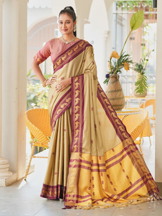 Aura Silk Weaving Design With Zari Border Banarasi Silk Saree