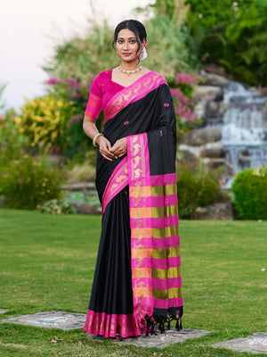 Aura Silk Weaving Design With Zari Border Banarasi Silk Saree