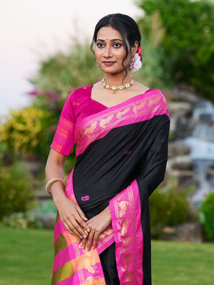 Aura Silk Weaving Design With Zari Border Banarasi Silk Saree