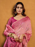 Pink Premium Spun Cotton With Beautifull Zari With Jhallar & Rich Pallu Saree With Blouse Piece