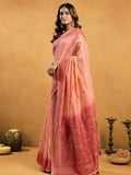 Light Pink Premium Spun Cotton With Beautifull Zari With Jhallar & Rich Pallu Saree With Blouse Piece