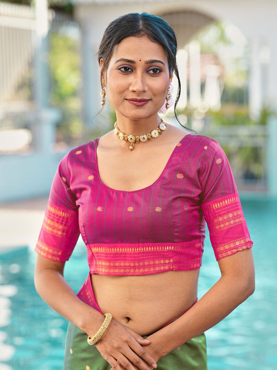 Aura Silk Weaving Design With Zari Border Banarasi Silk Saree