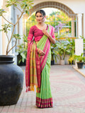 Aura Silk Weaving Design With Zari Border Banarasi Silk Saree