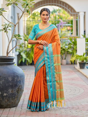 Aura Silk Weaving Design With Zari Border Banarasi Silk Saree