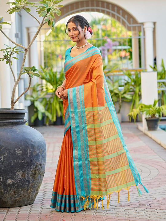 Aura Silk Weaving Design With Zari Border Banarasi Silk Saree