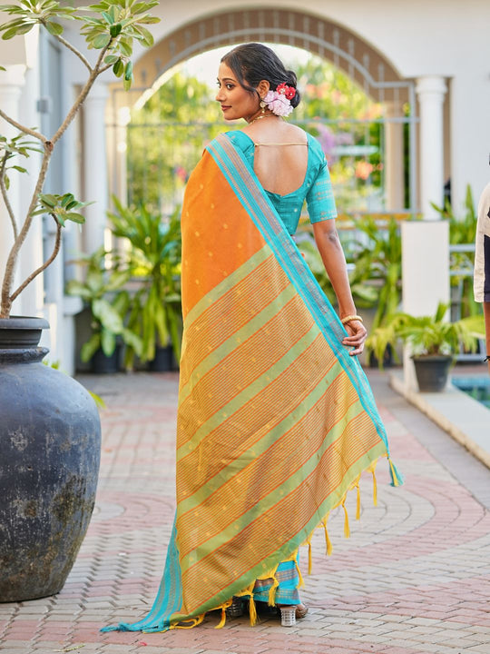 Aura Silk Weaving Design With Zari Border Banarasi Silk Saree