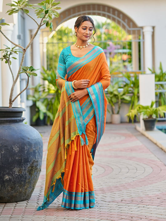 Aura Silk Weaving Design With Zari Border Banarasi Silk Saree