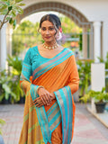 Aura Silk Weaving Design With Zari Border Banarasi Silk Saree
