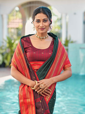 Aura Silk Weaving Design With Zari Border Banarasi Silk Saree