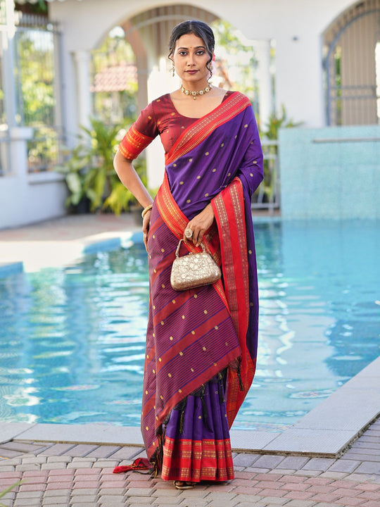 Aura Silk Weaving Design With Zari Border Banarasi Silk Saree