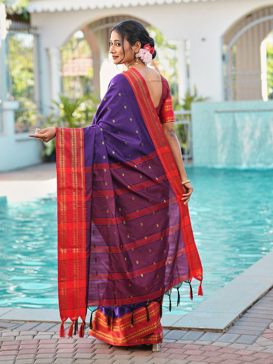 Aura Silk Weaving Design With Zari Border Banarasi Silk Saree