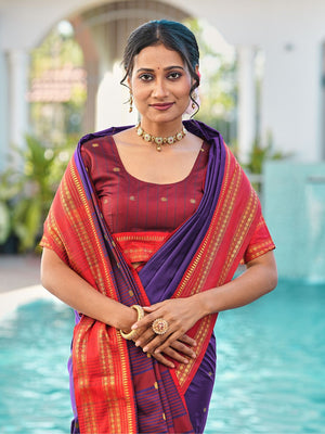 Aura Silk Weaving Design With Zari Border Banarasi Silk Saree