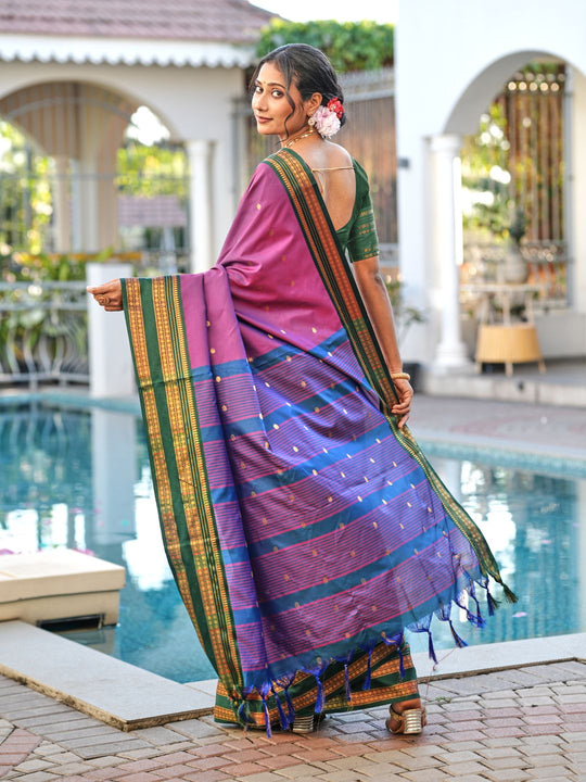Aura Silk Weaving Design With Zari Border Banarasi Silk Saree