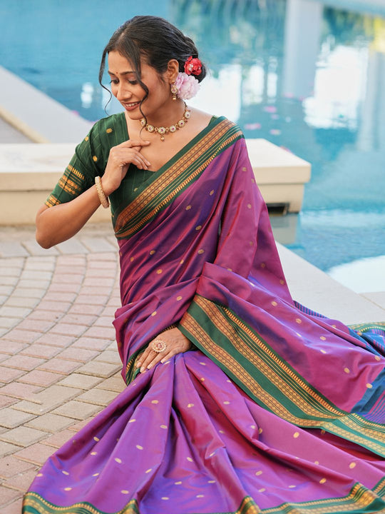 Aura Silk Weaving Design With Zari Border Banarasi Silk Saree